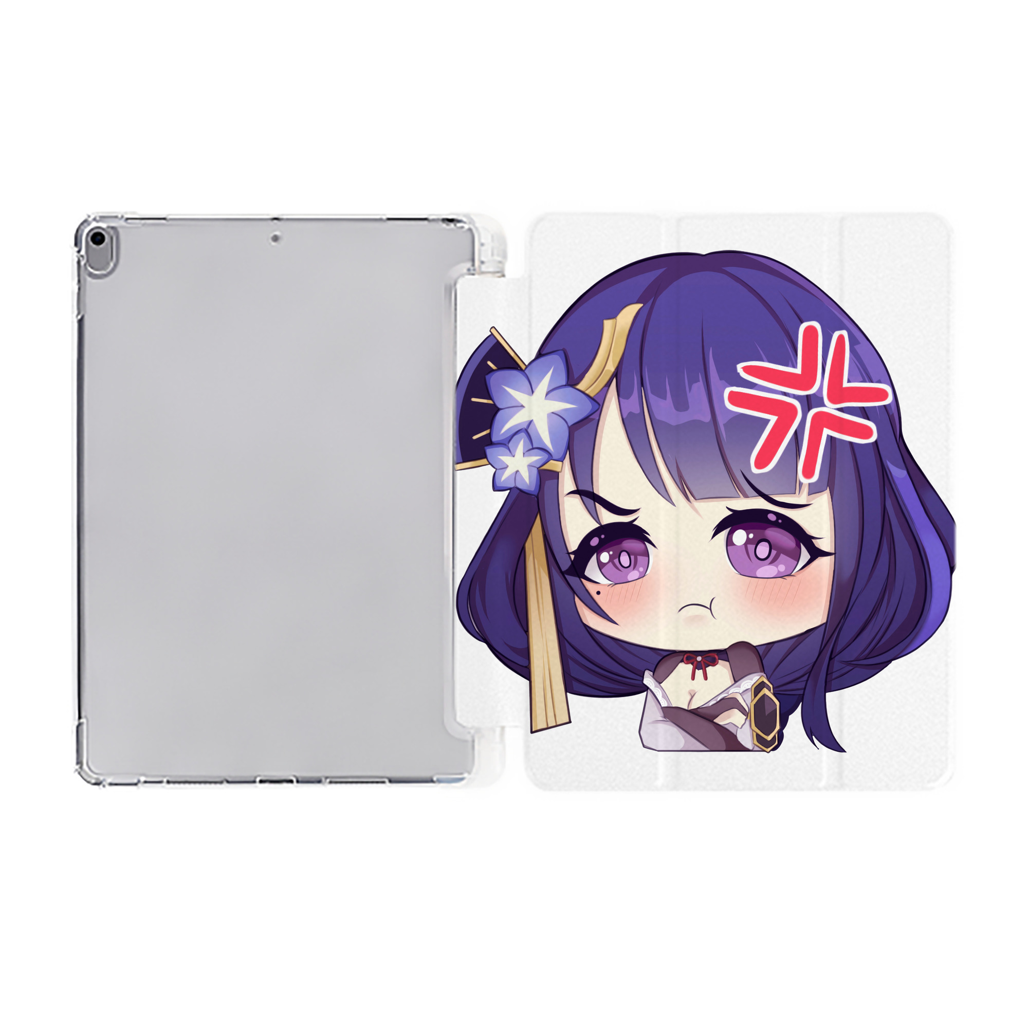 げんし神 雷電将軍 らいでんしょうぐん genshin Raiden Shogun IPad ケース ペン収納付き 三つ折りスタンド PUレザー×シリコン 対応機種9.5/10.5/10.9インチ